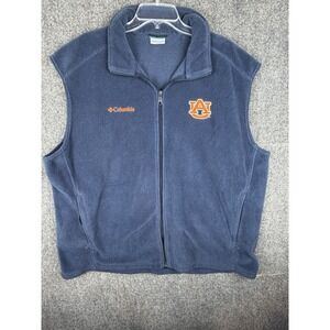 Auburn Tigers Vest Mens 2XL Columbia Flanker Polar Fleece Full Zip Gray NCAA
